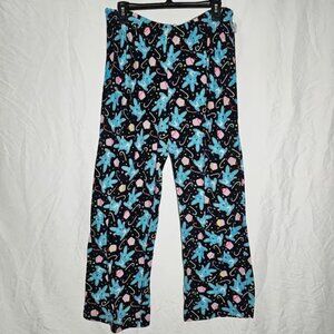 vintage y2k 2000s Blue black happy bunny felt pajama pants